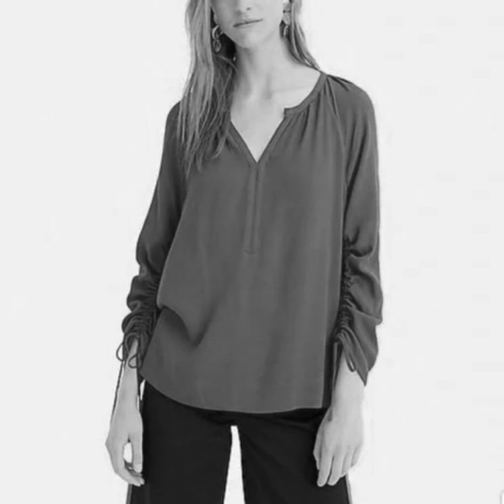 NWT ★: J.CREW Point Sur drapey open V-neck top, Black, S